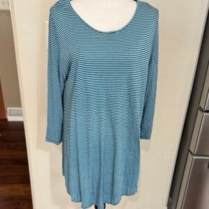 Comfy USA Black and Turquoise striped tunic.